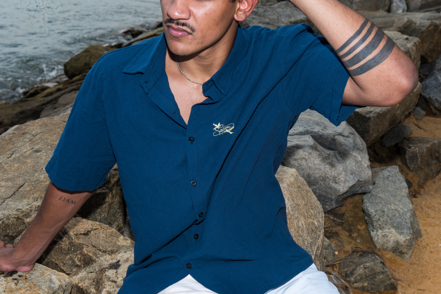 Oxford-Blue Short Sleeve Button-Up