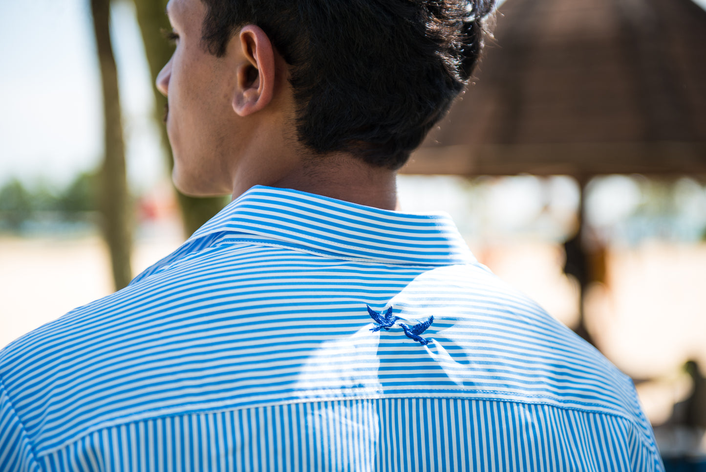 Sky-Blue Striped Button-Up